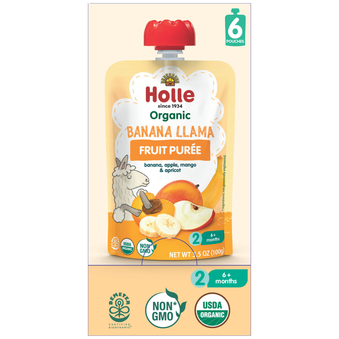 Holle Baby Food Pouches - Organic Fruit Puree - Banana Llama